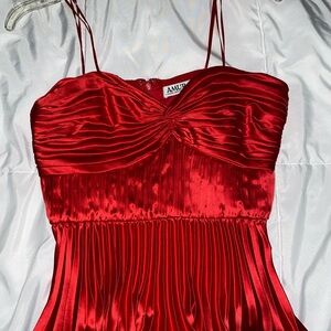 AMUR Scarlet Satin Dress with Twisted Bust